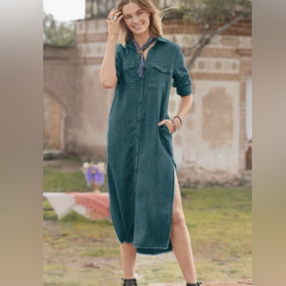 Cloth & Stone Teal Bernadette Maxi Dress Size women’s small tencel